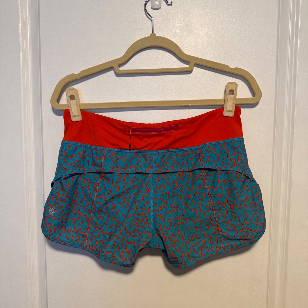 Lululemon Run Speed Shorts Special Edition 2015 Seawheeze Size‎ 6 Blue Orange - Picture 5 of 11